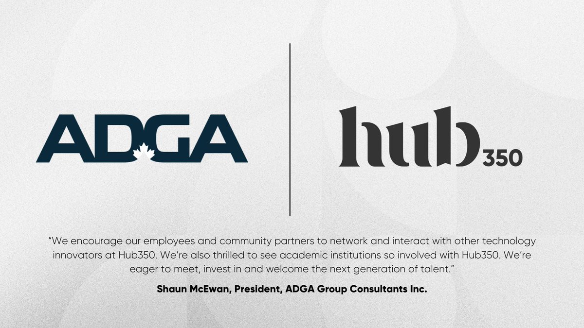 Hub350 (@hub350) on Twitter photo Exciting news! Say hello to the newest Hub350 Partner: <a href="/ADGAGroup/">ADGA Group</a> 🔥👋
"We are thrilled to see academic institutions so involved in Hub350. We look forward to meeting, investing and welcoming the next generation of talent,"
- Shaun McEwan, President of ADGA Exciting news! Say hello to the newest Hub350 Partner: <a href="/ADGAGroup/">ADGA Group</a> 🔥👋
"We are thrilled to see academic institutions so involved in Hub350. We look forward to meeting, investing and welcoming the next generation of talent,"
- Shaun McEwan, President of ADGA