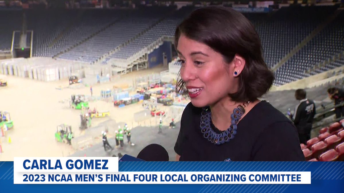 What took weeks to perfect took hours to install.

“There’s nothing that makes it more real that the road ends here to really see where the road will end, which is the basketball court right below us,” said <a href="/currentlysavvy/">Carla Gomez</a>, part of the 2023 #MFinalFour Local Organizing Committee.