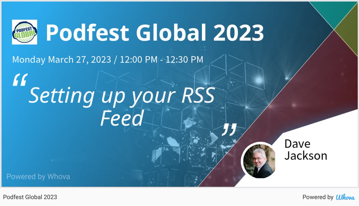 DaveJackson's tweet photo. I am speaking at Podfest Global 2023. Please check out my talk if you're attending the event! #podfestglobal2023 #podfestglobal https://t.co/jX3dNHq9BL