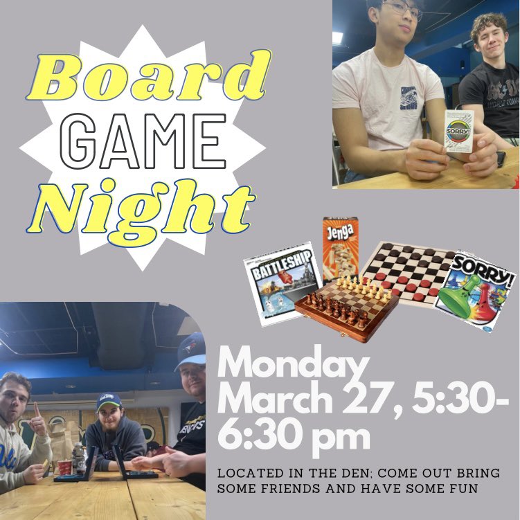 EloraPowell3's tweet photo. Come on out tonight and support me and my classmates in running our drop in sessions !!! #dropin #boardgames #lambtoncollege https://t.co/1NA35RrZuD