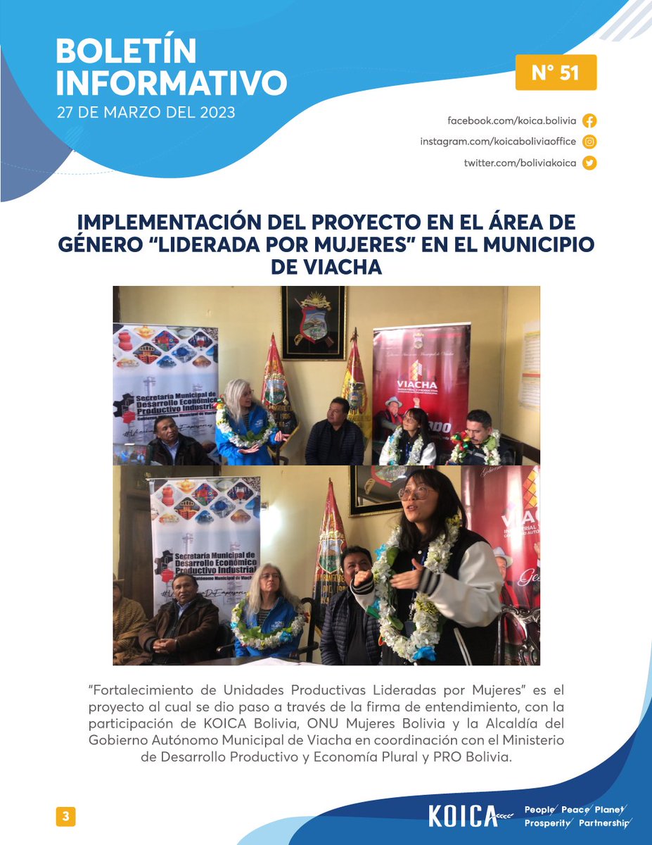 BoliviaKoica's tweet photo. Les presentamos nuestro #BoletínInformativo N°51 con todas las actividades que realiza KOICA Bolivia
#ProyectosSociales #salud #género #estudiaencorea #KOICABolivia https://t.co/bFK6AxI3Do
