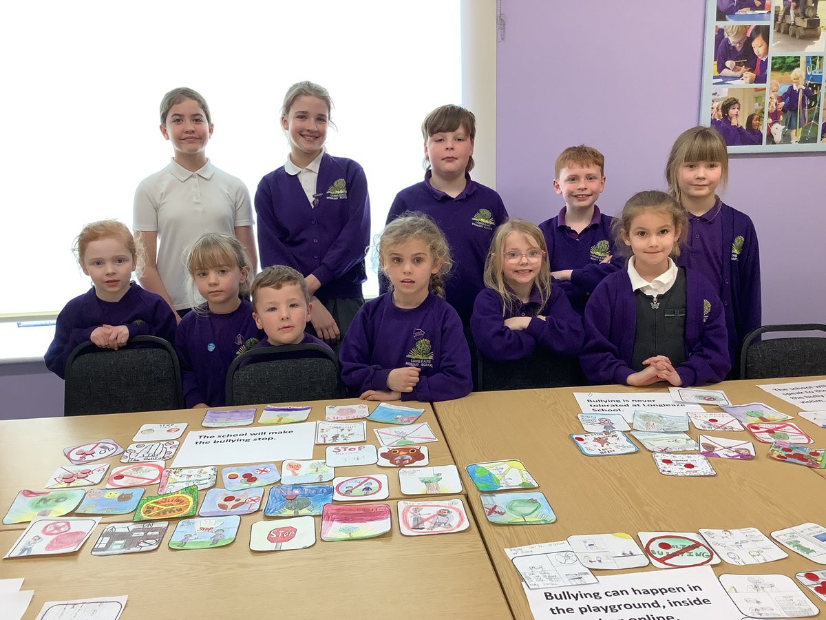 Longleaze's tweet photo. The school council met on Friday to continue their work on updating our child-friendly anti-bullying policy.  We chose the pictures that would represent each part of the policy.

#LongleazeLearners #LearningforLife #LongleazeCitizens https://t.co/Yj83kgo8ub