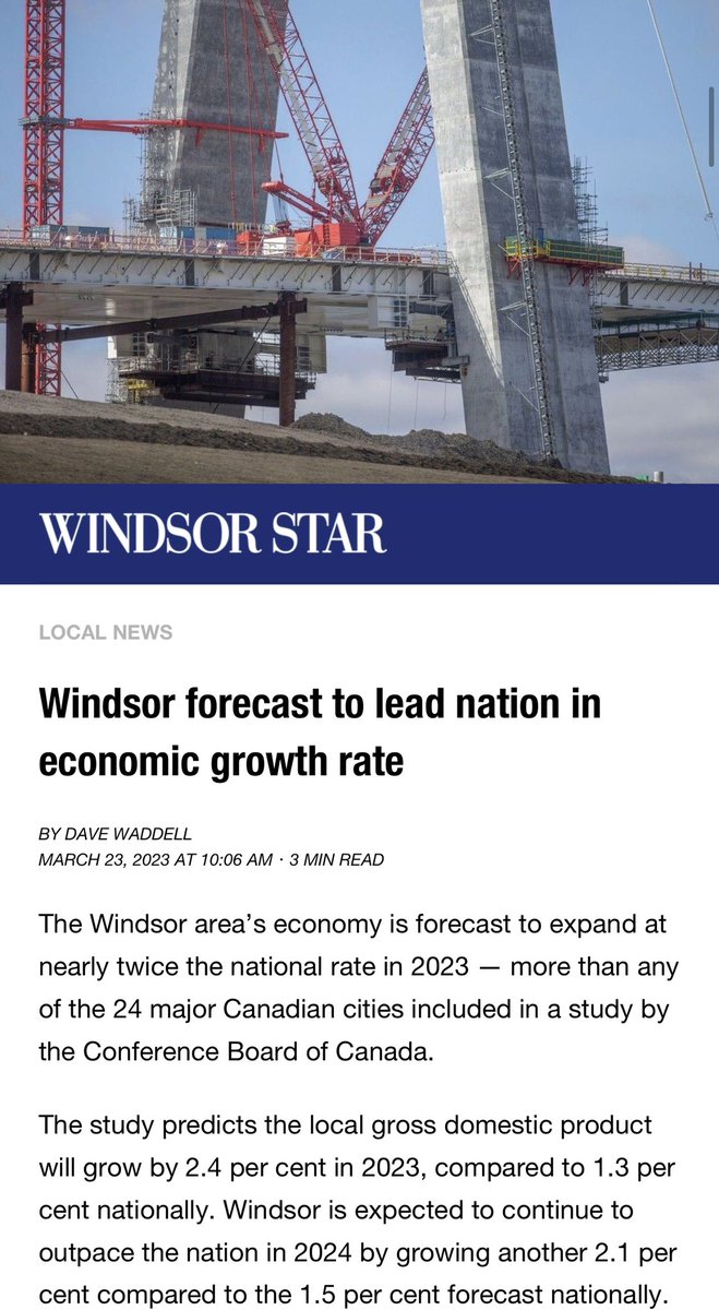 #windsor is set to lead the country in economic growth rate thanks to the #gordiehowebridge #batteryplant #megahospital