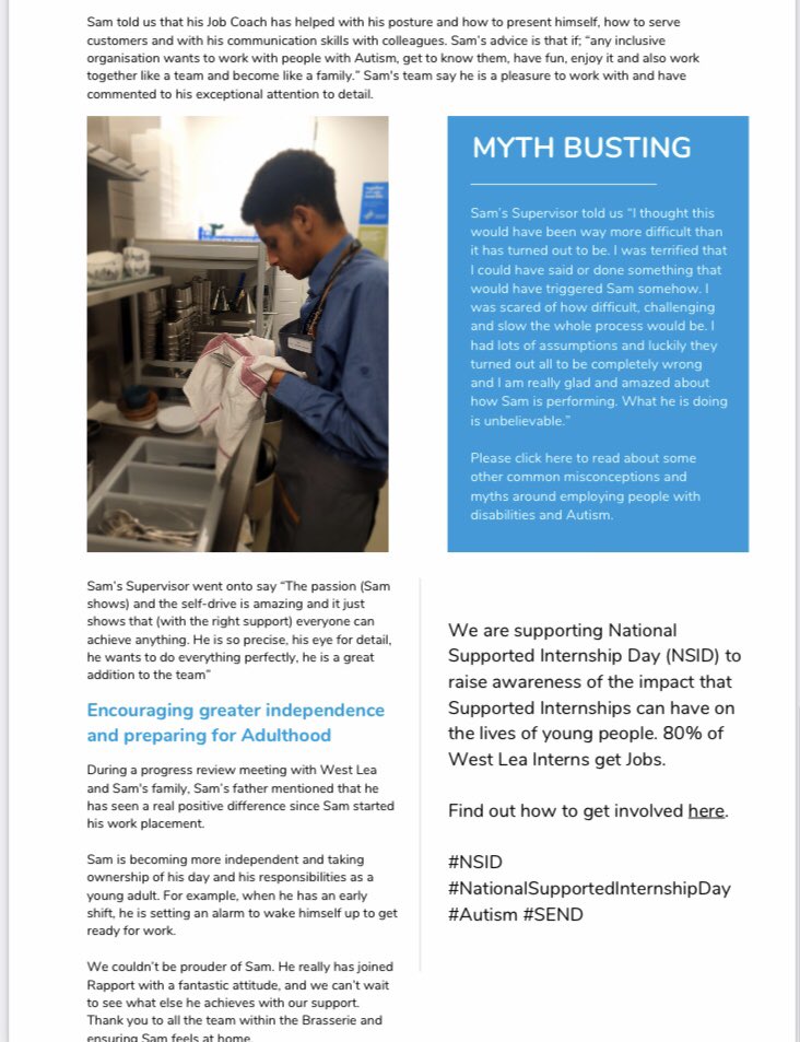 Today is #NationalSupportedInternshipDay and we are supporting it by celebrating our great partnership with <a href="/RapportService/">Rapport</a> .Please give this wonderful little case study a read! 
#NSID #NationalSupportedInternshipDay #Autism #SEND westleasip.co.uk/employers