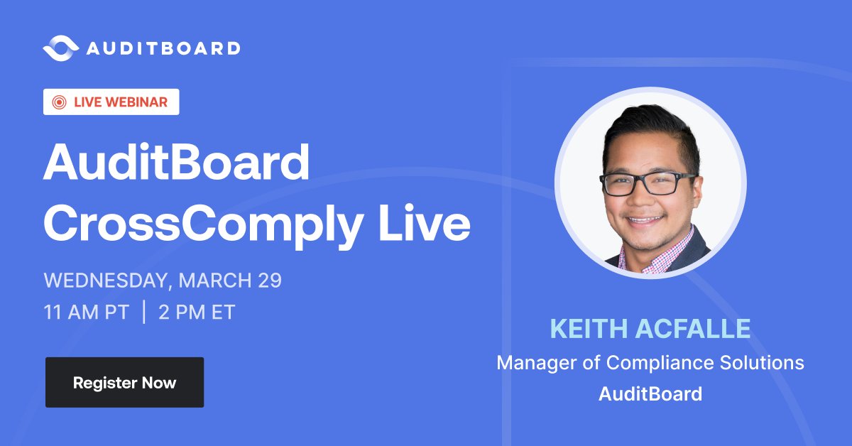 OptroHQ's tweet photo. Enterprise-sized challenges require the best minds. Join AuditBoard #CrossComply Live to discover how to create tasks and reporting for cross-departmental collaboration. Don't wait—register today!
https://t.co/18Al00fFRo https://t.co/NqqXGsr9kM