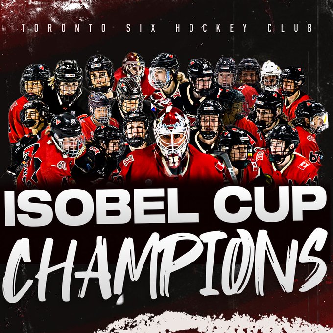 Congrats! For the first time in franchise history @TheTorontoSix are Isobel Cup Champions after a thrilling 4-3 OT win over the Minnesota Whitecaps. ❤️ Tereza Vanisova scored the winner! #Toronto #TorontoSix #GotYourSix #WeAreTheChampions #PremierHockeyFederation