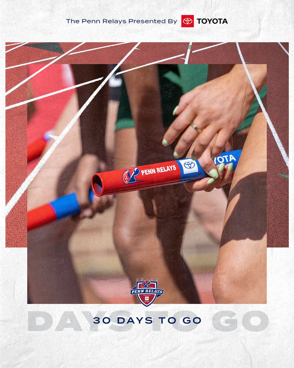 pennrelays's tweet image. ONLY 30 DAYS OUT FROM THE #2023 PENN RELAYS PRESENTED BY @Toyota!!! 🤯🤯🤯

Don&apos;t miss three days of the top high school, collegiate, and professional track &amp;amp; field action at Franklin Field on April 27-29, 2023!

🎟️bit.ly/36UNgrb