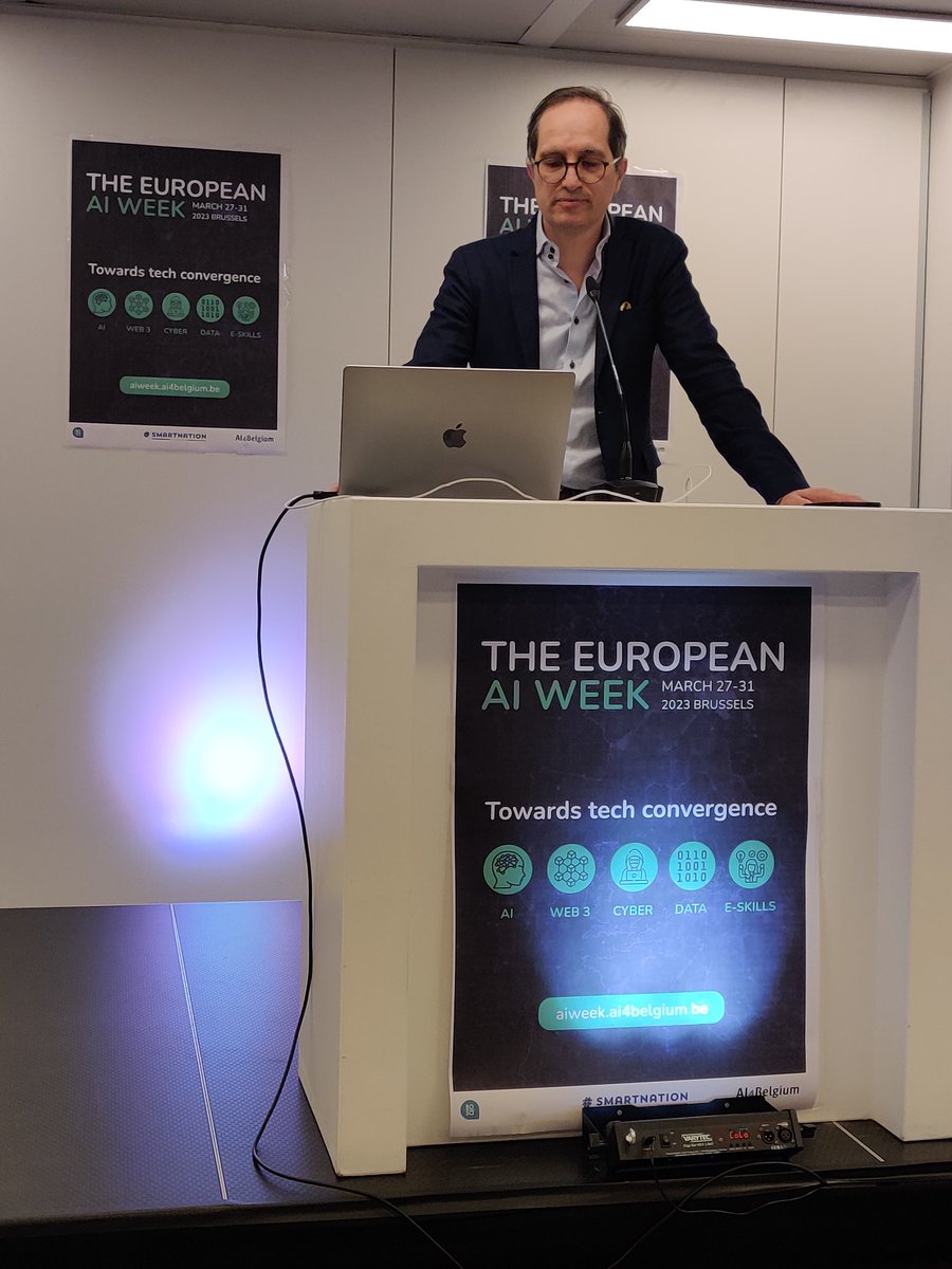 ArentsHA's tweet image. In his keynote "The never normal - How digital technologies can help shape the society?" at the #EUAIWeek, @hinssen says that system cards (ai.facebook.com/blog/system-ca…) are a promising way of building "guard rails" to keep generative AI like #ChatGPT from misbehaving