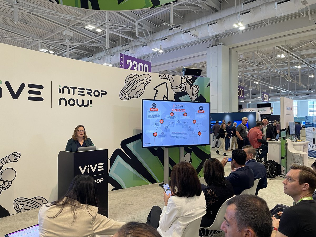 @lisabari of @civitas4health on the #vive23 Interop Now! stage sharing about #interoperability like a boss!