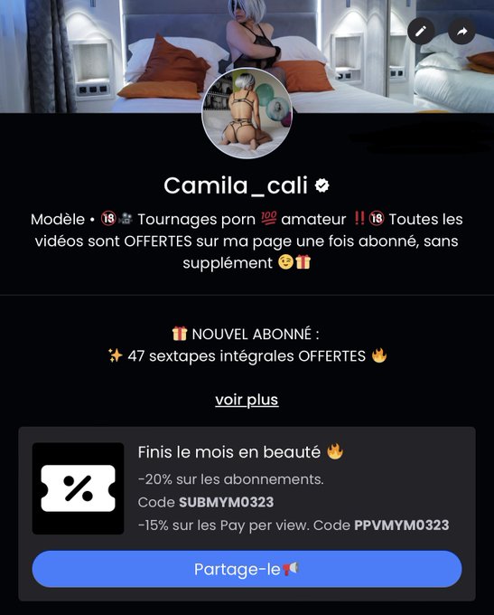 🎁 Les coquins MYM offre jusqu'&agrave; la fin du mois un code promo de -20% sur ton abonnement 🤩  C'est le moment<a href="/tag/snapchat"class="tags"><span>#snapchat</span></a><a href="/tag/snaphot"class="tags"><span>#snaphot</span></a>