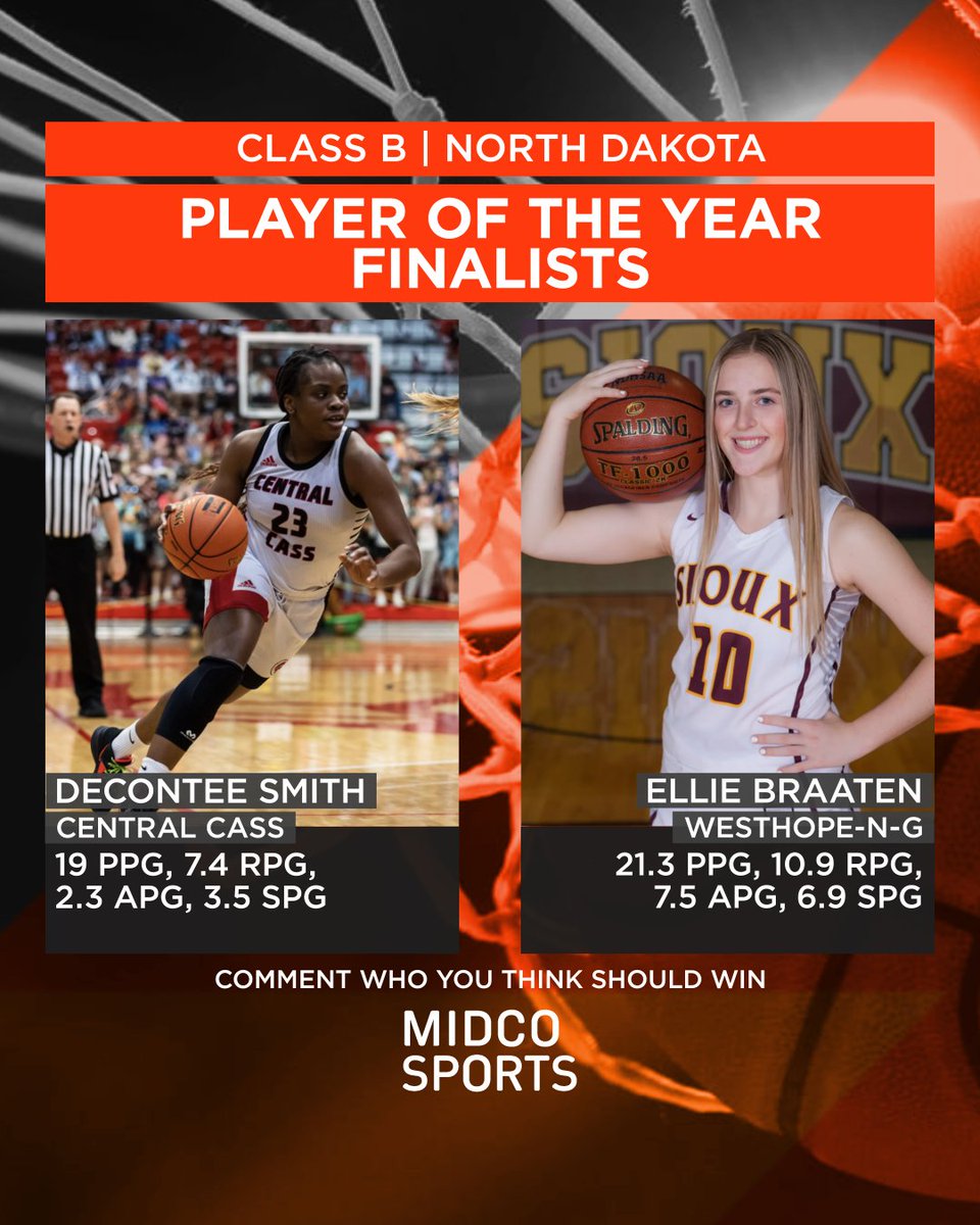 Midco Sports (@midcosports) on Twitter photo 🏀🏆Midco Sports Player of the Year Finalists🏆🏀
We went through the difficult process of choosing 2️⃣ finalists in each class + now we need YOU to cast your vote on who you think deserves to win! Vote in the comments ⬇️
⭐️<a href="/NDFUI/">Farmers Union Ins.</a>
#MidcoSports #NDpreps 🏀🏆Midco Sports Player of the Year Finalists🏆🏀
We went through the difficult process of choosing 2️⃣ finalists in each class + now we need YOU to cast your vote on who you think deserves to win! Vote in the comments ⬇️
⭐️<a href="/NDFUI/">Farmers Union Ins.</a>
#MidcoSports #NDpreps