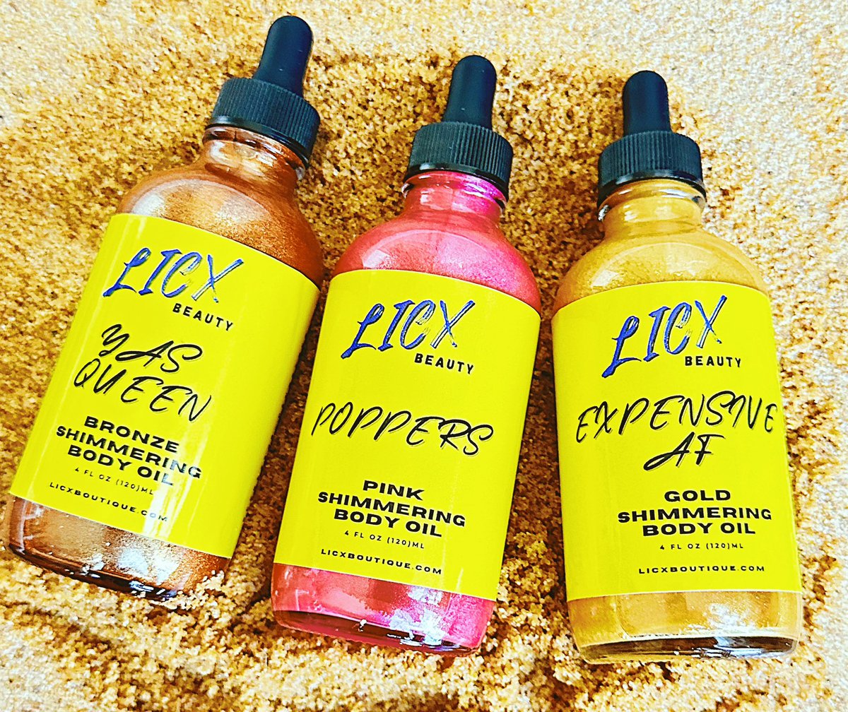 It’s Your Time To Shine! ✨ Highlight Your Body With Our Luxurious Shimmering Body Oils! Available In Bronze, Gold, & Pink. Shop Now On LicxBoutique.com 🛍️ @LicxBeauty 

#shimmer #shimmeringbodyoil #bodyglow #bodyoil #bodyoils #bronze #gold #pink