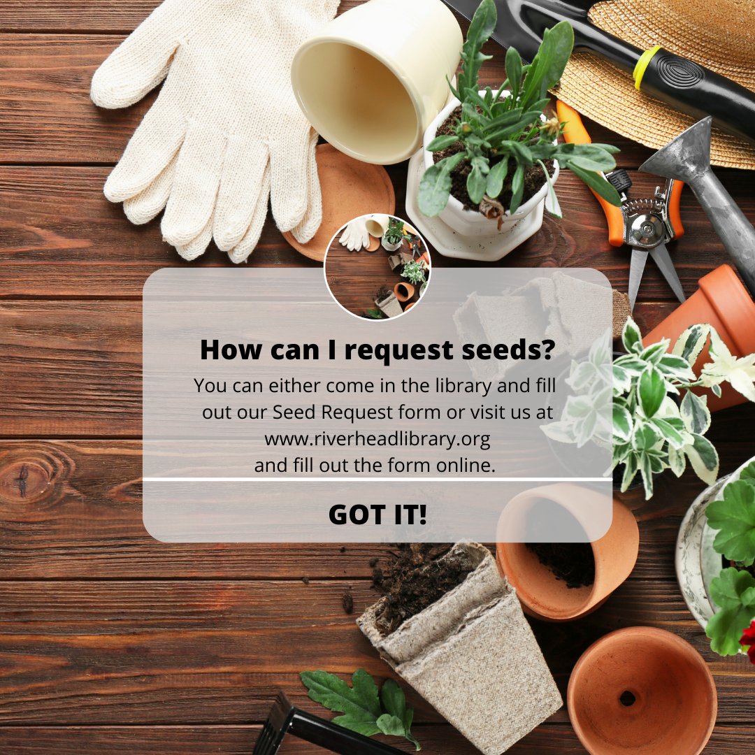 RivFreeLibrary's tweet photo. Your RFL Card is your key to borrowing seeds. Households may request 5 different varieties of seeds using our convenient Online Request Form or pick the seeds up in person at the Adult Reference desk every other week. Tag us in your garden photos! #seedsofknowledge #library https://t.co/5pg5Pkp2tX