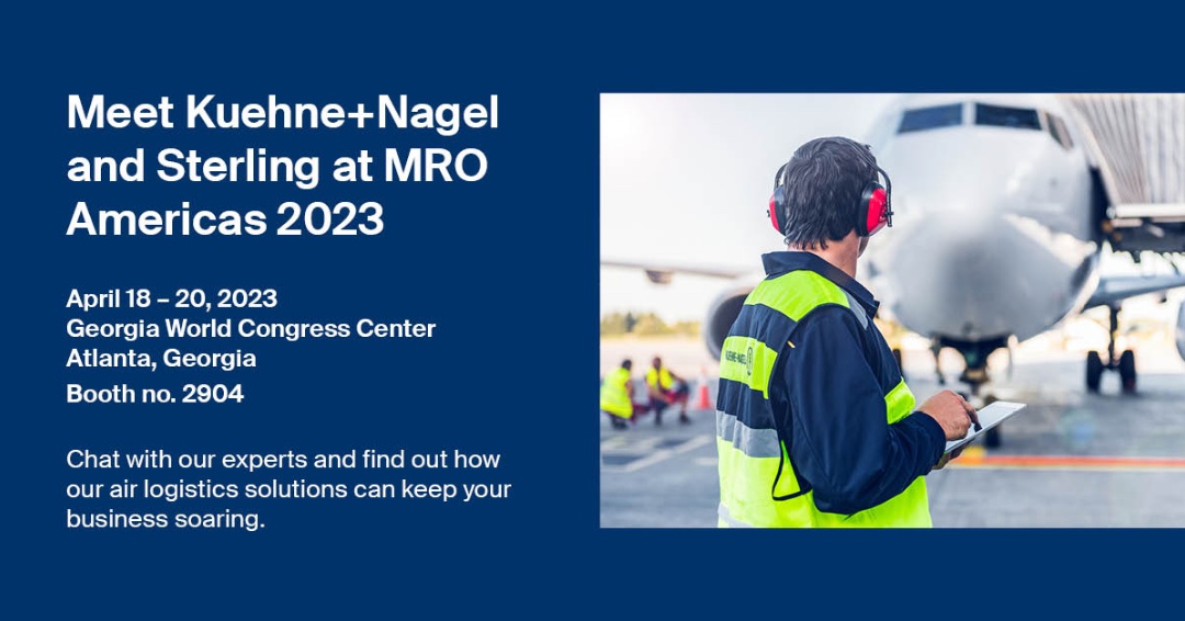SterlingAOG's tweet photo. We're less than a month away to the kick off of #MROAmericas! The Kuehne+Nagel and Sterling teams will be there —they hope you'll stop by our booth to learn how to put our urgent aviation #logistics services to work for you! #AviationWeek  #MROAM @AviationWeekMRO https://t.co/3SZziyYcMm