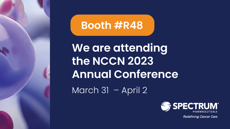 Spectrum looks forward to seeing the oncology community in Orlando, FL at NCCN 2023 Annual Conference. Unable to attend? You can find us virtually on the NCCN Virtual Exhibit Floor too! Stop by and say hello to the team at booth #R48. 

#NCCN23  #SpectrumTeam  #CancerCare