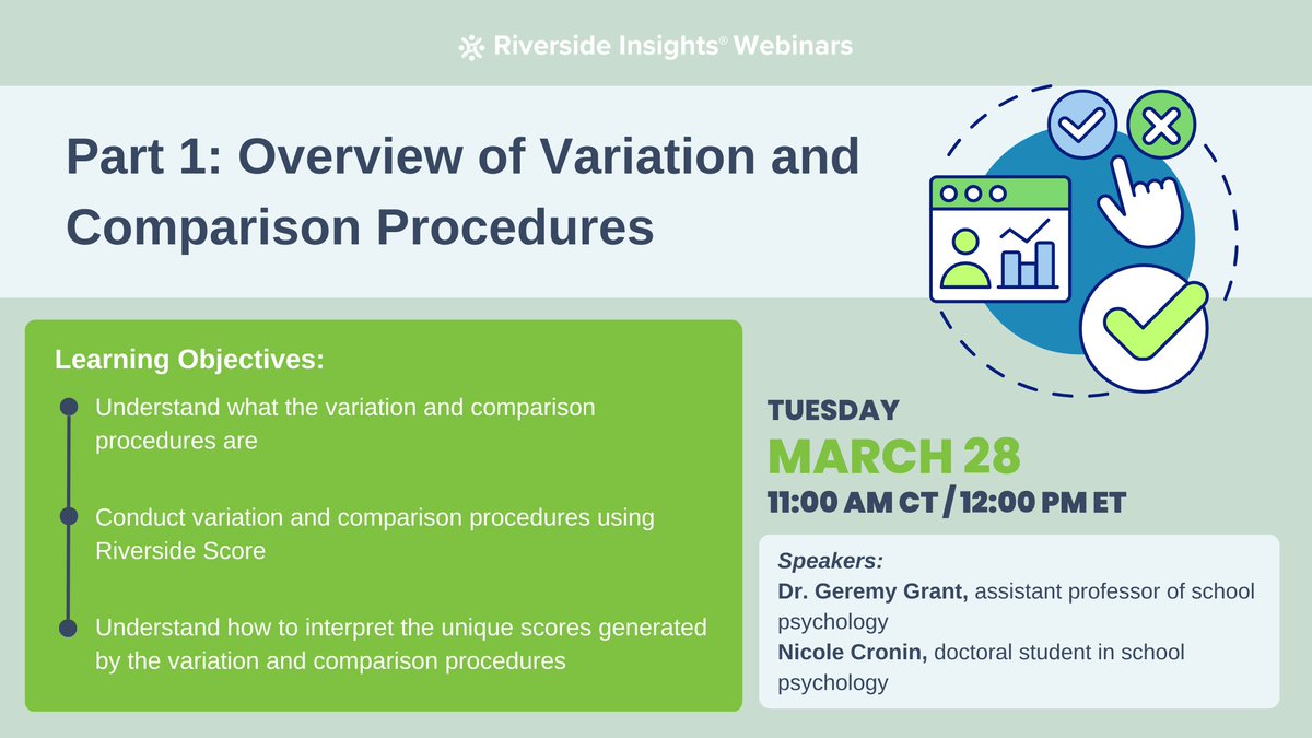 1BillionLives's tweet photo. What is a student’s predicted performance? Is their score rare among peers with similar ability? How can we ensure it’s a statistically significant score? TOMORROW, join us for a discussion on variation and comparison procedures. https://t.co/s6HOsB5XiW 

#wjiv #SLD #IDD https://t.co/tuH5C1XyOn