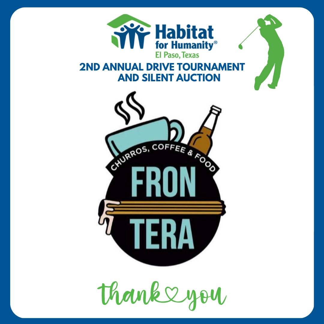 HabitatPaso's tweet photo. A super sincere THANK YOU to @fronterachurros for their awesome donation! Visit them today for the tastiest #churros in #ElPaso! #donate #thankyou #topgolf #auction https://t.co/W0GSY2WsvF