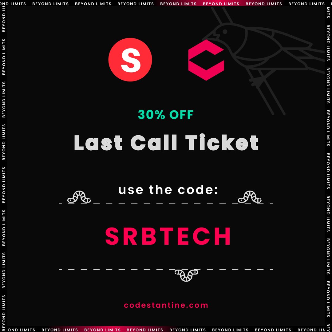 CODEstantine, konferencija za iskusne programere i IT stručnjake, održaće se po prvi put u Beogradu, 7. i 8. aprila u Madlenianum Opera &amp; Theatre.

Požurite u ugrabite 30% popusta uz kod SRBTECH na checkoutu.