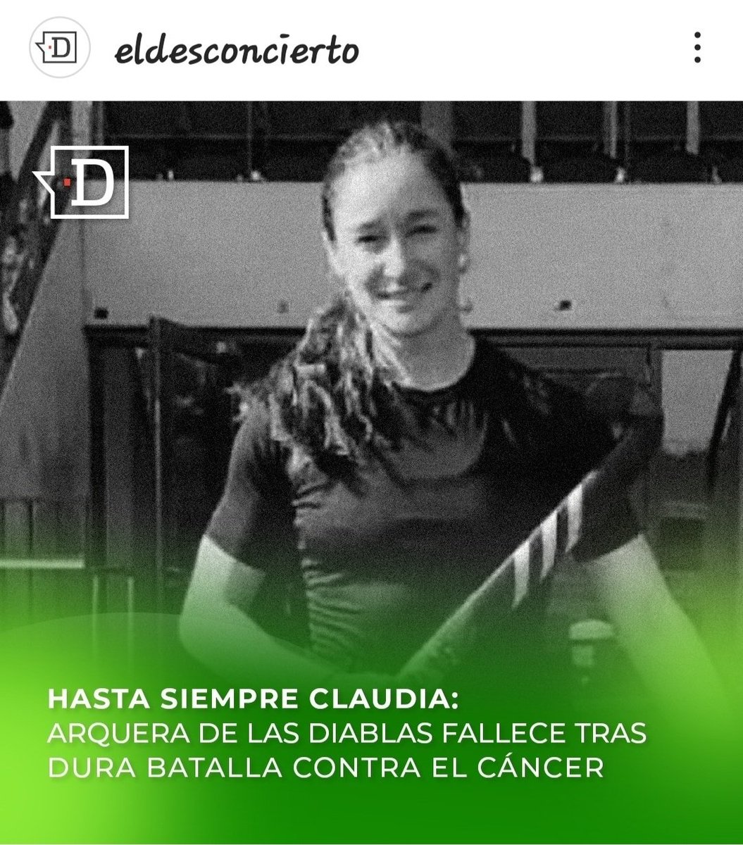 Ximena90452192's tweet photo. 🖤#DeporteDeLuto🏑
Claudia Schüler, seleccionada chilena de hockey césped, d equipo conocido como "Las Diablas", falleció este lunes 27, la deportista, de 35 años, estaba dando la batalla contra un cáncer...que terminó llevándosela...😥
Triste noticia para el Deporte chileno. https://t.co/lyXQRvZGkQ