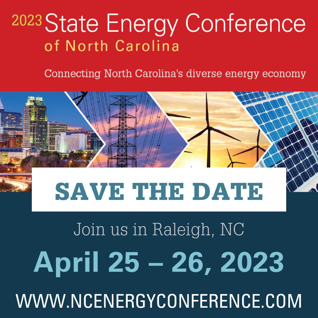 The 2023 State Energy Conference of North Carolina starts in less than one month! 
The 2023 SEC will be held in person at the McKimmon Center in Raleigh, NC on April 25-26. 
Learn more and register now at ncenergyconference.com