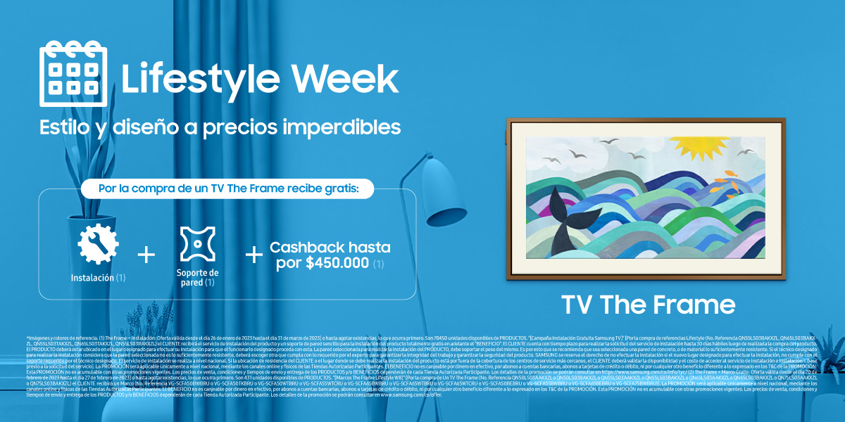 SamsungMobCOL's tweet photo. ¡No lo imagines más y llévatelo! 😉 Llegó #LifestyleWeek😎 el momento perfecto para que compres tu #TheFrame 🖼️ con grandes beneficios. 🙌🏻😱 Conoce más en https://t.co/AFTAvtV2ta https://t.co/M8KK1qhdob
