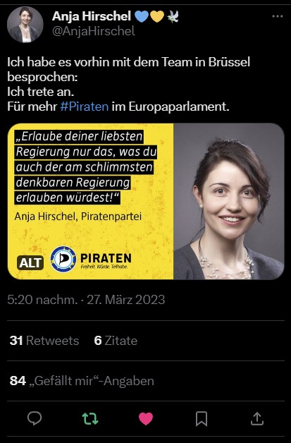 SirThomasMarc's tweet photo. Wie sehr kann man sich über etwas freuen. @AnjaHirschel steht für uns zur Verfügung, nein, es scheint als wüssten die #Piraten sogar noch wer sie ist und was sie alles kann und für uns schon getan hat! Auch in Ulm, wo sie im Stadtparlament gerade Fraktionssitzung hat. https://t.co/yX5ZPDgOJz