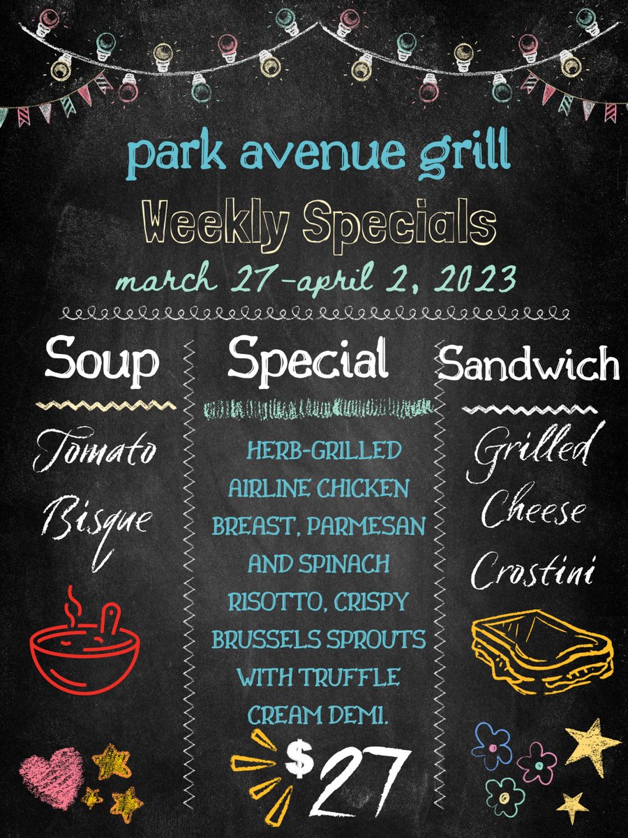 Start your work week off right at Park Avenue Grill. Whether it's one of our weekly specials, or our new Executive Lunch menu (10 minutes or less!), Park Avenue Grill has what you need to make it through the day! Stop in this week to peep the new Executive Lunch menu!
