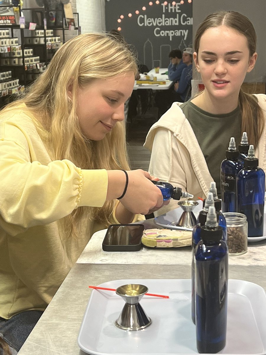 VisualArtsNHS's tweet photo. NHS Art Club visits Ohio City and tries their hand at candle-making. What a fun experience m. Thank you for having us @CleCandleCo https://t.co/k9inqqVHIB
