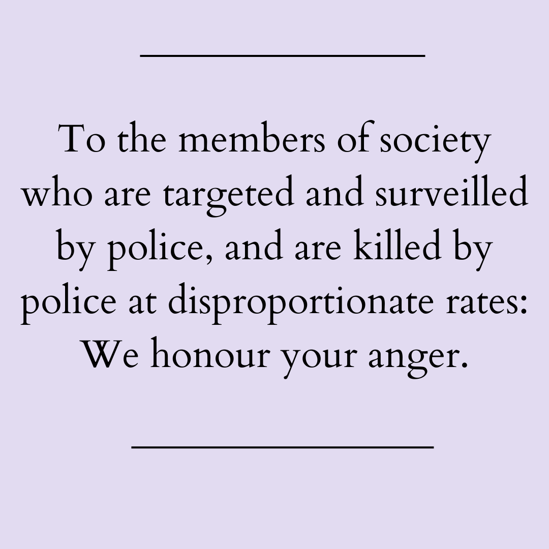 YEGSAVE's tweet photo. Today, we can hold space for complicated feelings. All human life is valuable, and we can grieve for individuals, their families, and their communities, without participating in police propaganda. #policeviolencesurvivors https://t.co/ASreXurILX