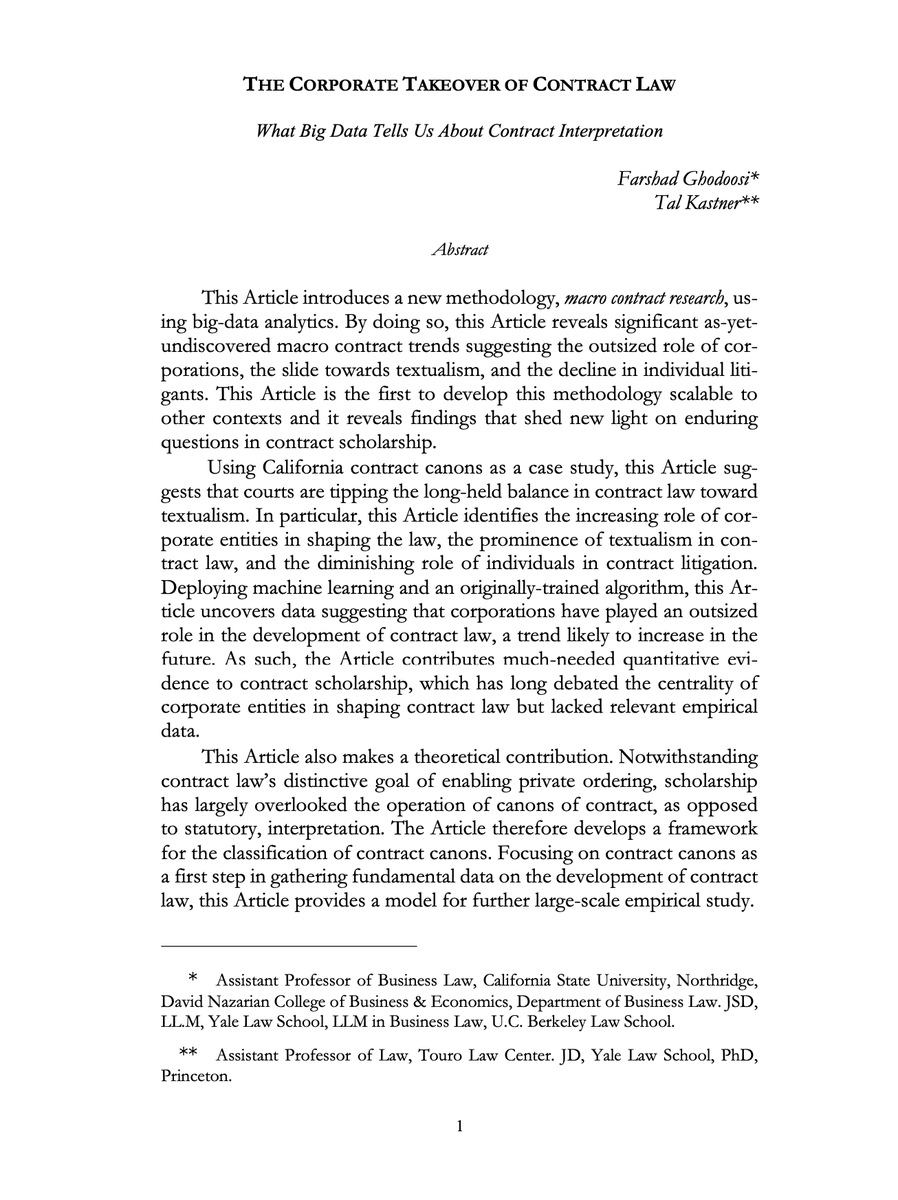 fghodoosi's tweet photo. My paper with @TalKastner found a home @UCDavisLRev. Using an originally-trained algorithm, we show trends suggesting corporations' outsized role, rise in textualism, and decline in individual litigants. Paper is filled with new data for corp. and K scholars. SSRN link  to come. https://t.co/ANyLfP8tgs
