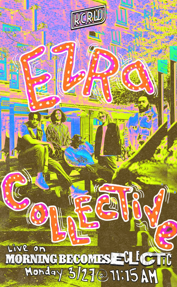 KCRW (@kcrw) on Twitter photo Good Morning "Children Of The Internet!" 🌤️ <a href="/EzraCollective/">Ezra Collective</a> is performing LIVE on <a href="/mbeKCRW/">Morning Becomes Eclectic</a> starting at 11:15 AM, so be sure to tune in! Good Morning "Children Of The Internet!" 🌤️ <a href="/EzraCollective/">Ezra Collective</a> is performing LIVE on <a href="/mbeKCRW/">Morning Becomes Eclectic</a> starting at 11:15 AM, so be sure to tune in!