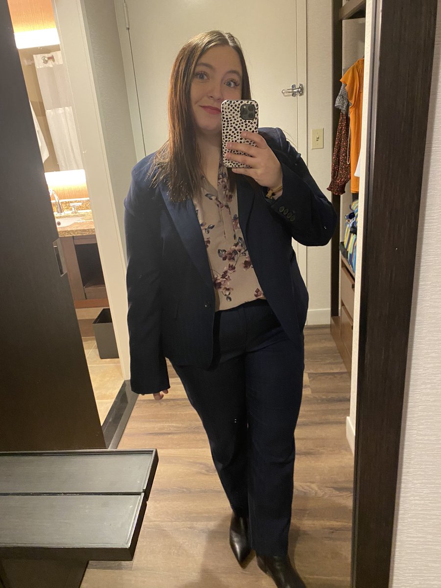 Giving a Pharmtalk on journal club murder mystery this morning. Saved my pantsuit for today, I’m nervous wish me luck 😅☺️ #APhA2023