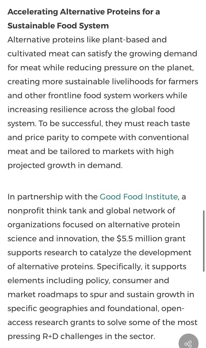 Lewis Bollard (@lewis_bollard) on Twitter photo Exciting to see <a href="/BezosEarthFund/">Bezos Earth Fund</a> investing in alternative proteins as a climate solution!
Bezos is investing $5.5M in <a href="/GoodFoodInst/">The Good Food Institute</a> to catalyze research in the space.
As fickle investors cool on alt protein, climate funders could be key to its long-term success. Exciting to see <a href="/BezosEarthFund/">Bezos Earth Fund</a> investing in alternative proteins as a climate solution!
Bezos is investing $5.5M in <a href="/GoodFoodInst/">The Good Food Institute</a> to catalyze research in the space.
As fickle investors cool on alt protein, climate funders could be key to its long-term success.