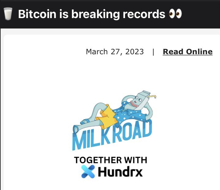 Pst! 🤫 Are you subscribed to @MilkRoadDaily? 

Then go ahead and check you mailbox! The birdie is out of the cage and it will spread the news about <a href="/hundrx/">Socialpower (former Hundrx)</a> to more than 250’000 people!

#CryptoPunk #milkroad #Binance  #bitcoin