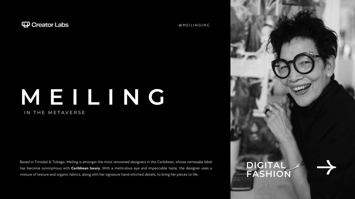 Get ready to explore @meilinginc’s “Less is More” approach to Caribbean luxury in the digital space at 40,-40 @decentraland 

#MVFW23 March 28-31 
#digitalfashion 
#capsulecollection