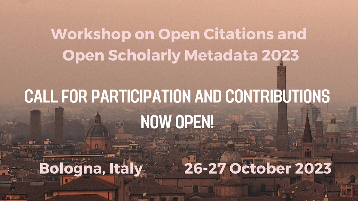 workshop_oc's tweet photo. 📢Apply now to the Workshop on Open Citations and Open Scholarly Metadata 2023 (26-27 Oct, Bologna, Italy), the call for participation and contributions is open! 
📌Deadline: 21 May 
👉See https://t.co/k5xzJfakoZ for all the details. 
#WOOC2023 #Bologna #OpenScience https://t.co/zeIhxt92hI