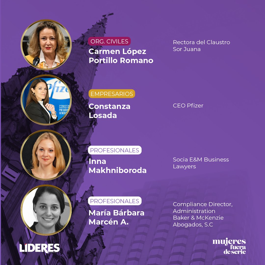 LideresMexicano's tweet photo. Te presentamos la tercer parte de la lista de las 106 #MujeresFueraDeSerie.
 Conoce sus historias. 💜
1/3 👇 https://t.co/448UOEnGvg
