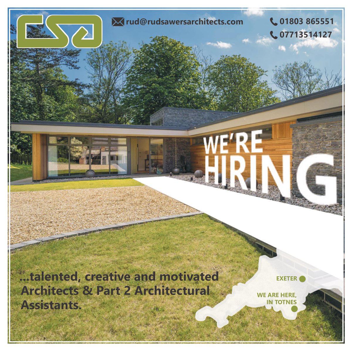 We are looking to expand our team here in Totnes, following some exciting new architectural commissions. Please do get in touch either by phone, email or simply pop in to the office for a chat. We look forward to seeing you! #architecturejobs #architecturevacancies #part2