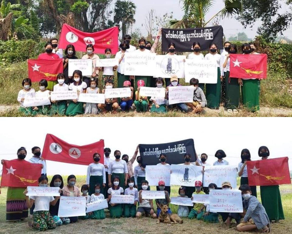 san24988368's tweet photo. An anti-coup revolutionary protest somewhere in Sagaing region.  #2023Mar27Coup #WhatsHappeningInMyanmar https://t.co/T7QH8SC6k2