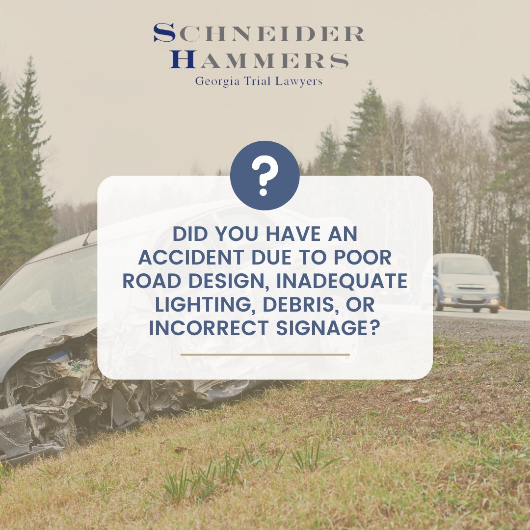 SHInjuryLaw's tweet photo. If you were in a car accident caused by poor road design, inadequate lighting, debris, or incorrect signage, contact us today for your free consultation. 

https://t.co/PiySMLVqAD  

#SchneiderHammers #Law #LawFirm #Lawyers #Lawyer #Attorney #Attorneys #Injury https://t.co/ftIZfBMzqH
