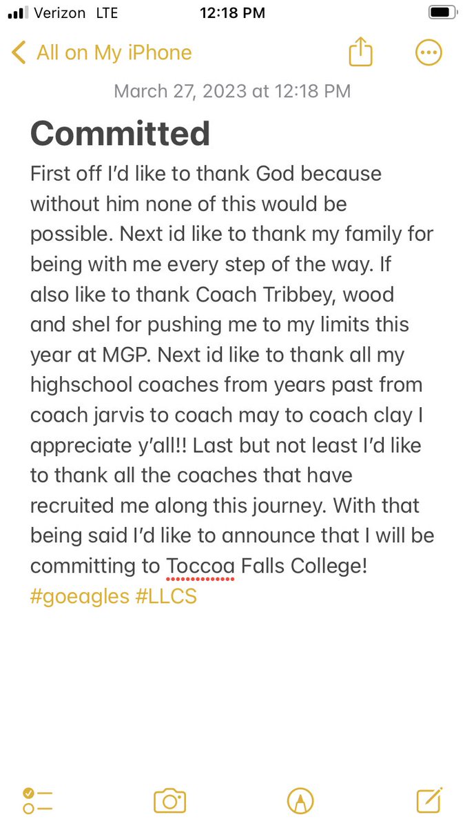 Coach Zack (@zackwelch17) on Twitter photo #COMMITTED blessed to say that I have committed to Toccoa Falls College!! Thanks @dwaynekfelder @JavonSummers1 <a href="/ImTheMan_TM/">Josh Wiley</a> for the oppurtunity! #Goeagles
<a href="/Coach_Tribbey/">Aaron Tribbey</a> <a href="/middle_prep/">Middle Georgia Prep</a> @CoachWood_MGP <a href="/_CoachHendrix/">Sheldon Hendrix</a> <a href="/SavannahSelect/">SS Sporting Club</a> <a href="/chriscamsports/">Chris Cameron</a> <a href="/CoachJuke/">Coach Juke</a> @CamSportsSouth #COMMITTED blessed to say that I have committed to Toccoa Falls College!! Thanks @dwaynekfelder @JavonSummers1 <a href="/ImTheMan_TM/">Josh Wiley</a> for the oppurtunity! #Goeagles
<a href="/Coach_Tribbey/">Aaron Tribbey</a> <a href="/middle_prep/">Middle Georgia Prep</a> @CoachWood_MGP <a href="/_CoachHendrix/">Sheldon Hendrix</a> <a href="/SavannahSelect/">SS Sporting Club</a> <a href="/chriscamsports/">Chris Cameron</a> <a href="/CoachJuke/">Coach Juke</a> @CamSportsSouth