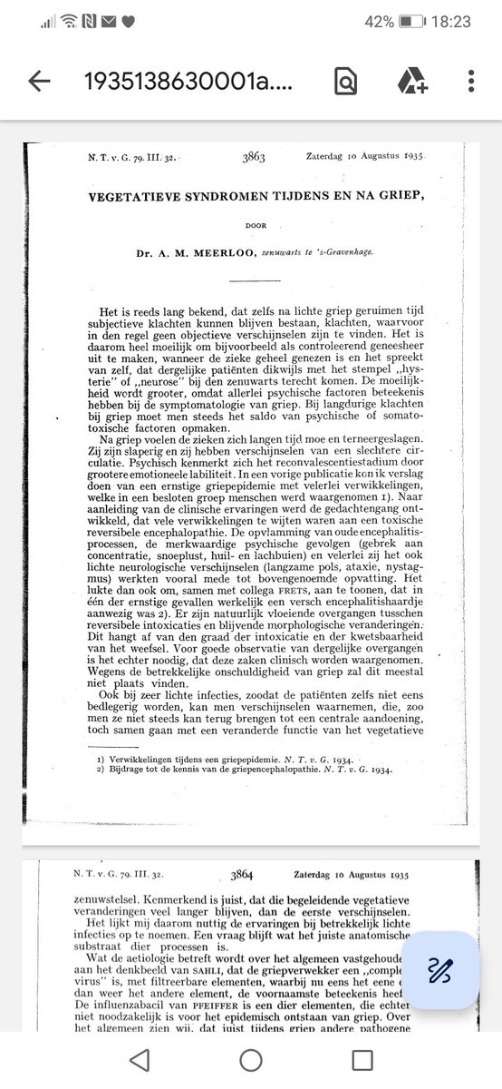 Long griep bestaat dus ook! Covid een griepvertakking?
Medisch geschreven stuk uit 1935....