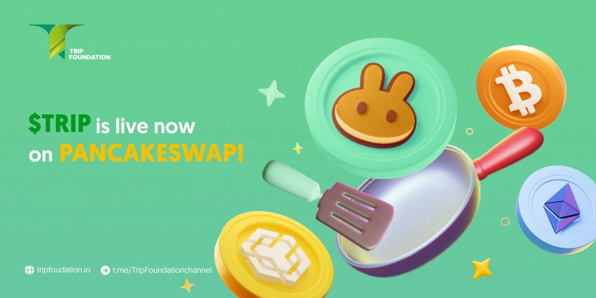 GreenFoundhssm's tweet photo. We're thrilled to announce that $TRIP is now listed on #PancakeSwap, the leading decentralized exchange on #BinanceSmartChain🔥
Go and trade Now👉https://t.co/yLwf9BNj0y
#TripFoundation #ReFi #crypto https://t.co/CET79rNv3U