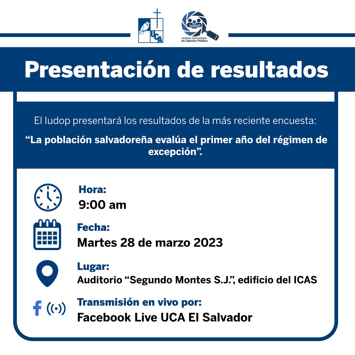 IudopUCA's tweet photo. Presentación de resultados de la reciente #EncuestaUCA .
#Iudop #RegimendeExcepcion https://t.co/DHesB6tECT