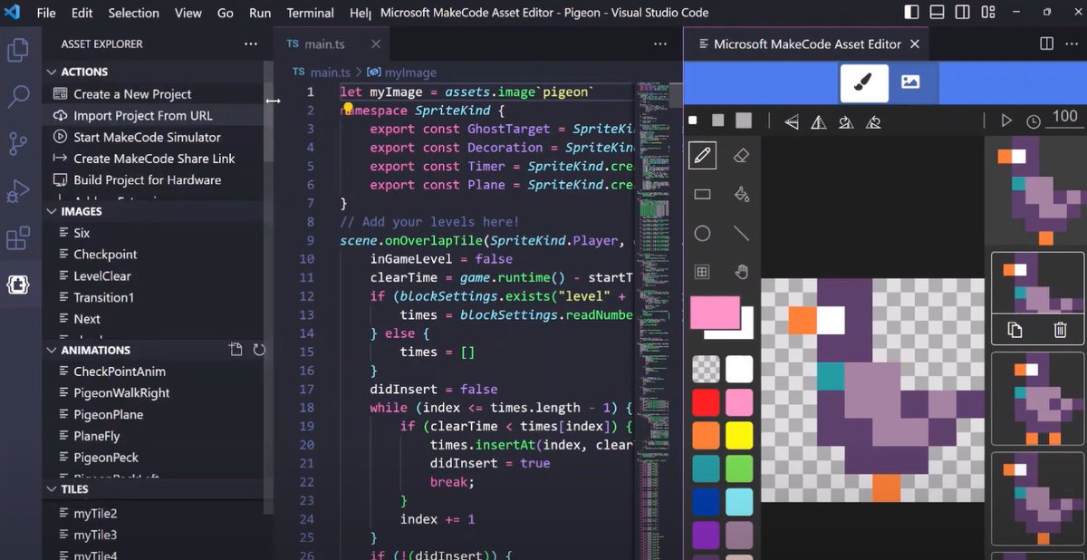 MSMakeCode's tweet photo. Building MakeCode Arcade 🕹️ games in JavaScript?  Now you can take your games to the next level with Visual Studio @code! https://t.co/dUTKUu2zi3 https://t.co/R1NycdAFFI