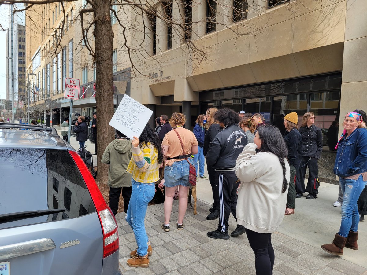 Good crowd outside @okcchamber to speak up for trans rights. #BigotryIsBadForBusiness