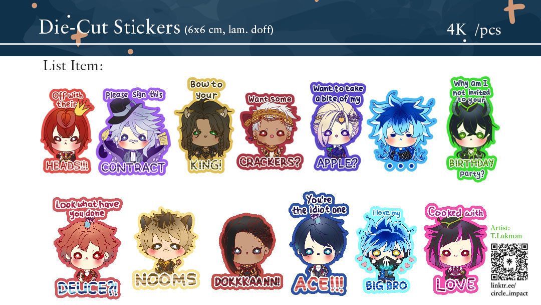 circle_impact's tweet photo. Scroll ⬆️
13/
Fanmerch by
@initlukman
#twistedwonderland #twst #riddle #ace #deuce #cater #trey #azul #jade #floyd #leona #ruggie #jack #kalim #jamil #vil #rook #epel #idia #ortho #malleus #lilia #silver #sebek #divus #maxeus https://t.co/ua83OTdVcc
