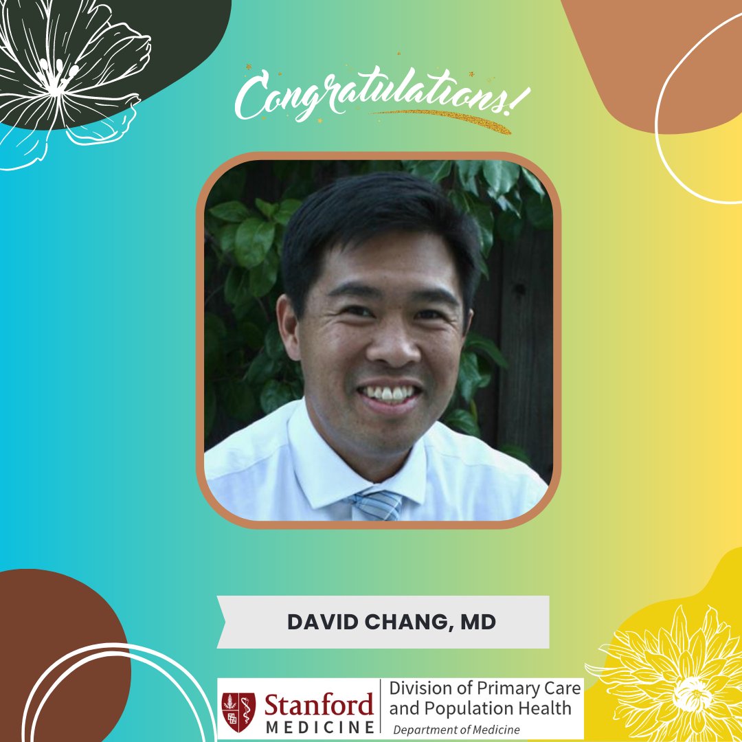 Stanford Primary Care and Population Health (@stanford_pcph) on Twitter photo Dr. David Chang is the recipient of the <a href="/StanfordDeptMed/">Stanford Department of Medicine</a> Division Teaching Award. "Dr. Chang is a beacon of education in community-engaged medical education, community and underserved primary care, and population health."
<a href="/stanfordOCE/">StanfordMedicineOCE</a> <a href="/stanford/">Stanford University</a> #communityengagement #StanDOM Dr. David Chang is the recipient of the <a href="/StanfordDeptMed/">Stanford Department of Medicine</a> Division Teaching Award. "Dr. Chang is a beacon of education in community-engaged medical education, community and underserved primary care, and population health."
<a href="/stanfordOCE/">StanfordMedicineOCE</a> <a href="/stanford/">Stanford University</a> #communityengagement #StanDOM