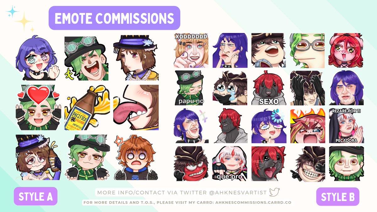 Here's the static examples // Aquí están los ejemplos estáticos ☺️
#emotecommissions #twitchemotes #cursedemotes