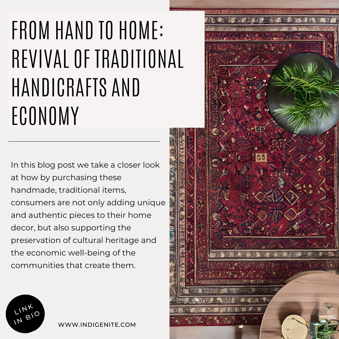 indigenite's tweet photo. Join us, as we explore the revival of traditional handicrafts and the impact on local economies. From weaving to pottery, the beauty and value of handmade goods is back in fashion. Let's celebrate the artisans and their cultural heritage! 🙌🏼🧶🏺
#handmade #traditionalcrafts #blog https://t.co/8mtisyYhHD